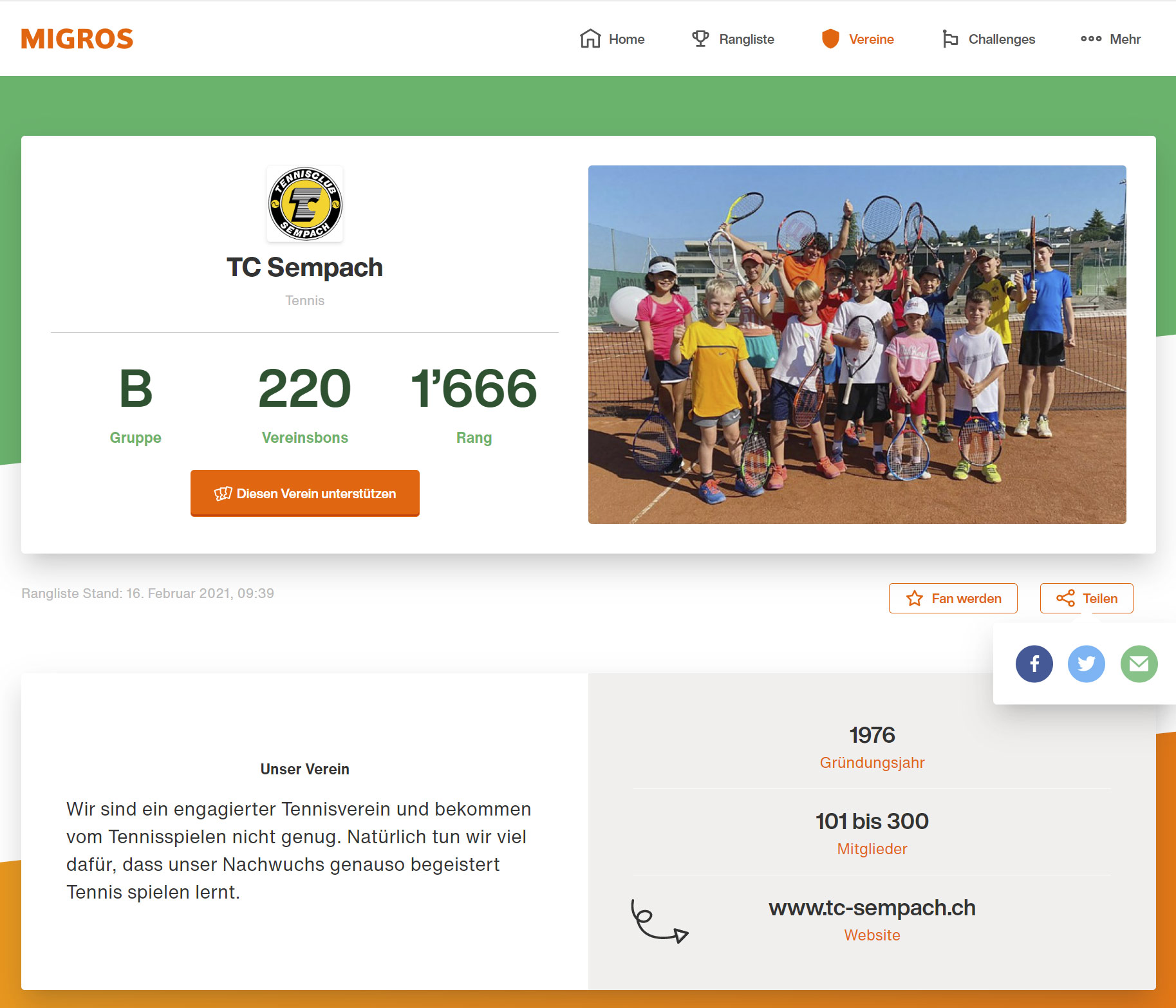 Migros-Aktion "SUPPORT YOUR SPORT" Migros-Aktion "SUPPORT YOUR SPORT"
