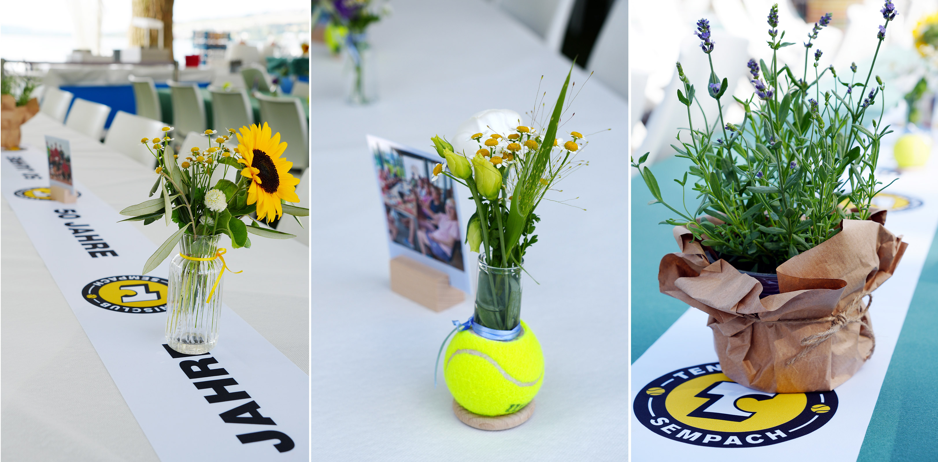 Deko für Sommerparty "50 Jahre TC Sempach" Deko für Sommerparty "50 Jahre TC Sempach"